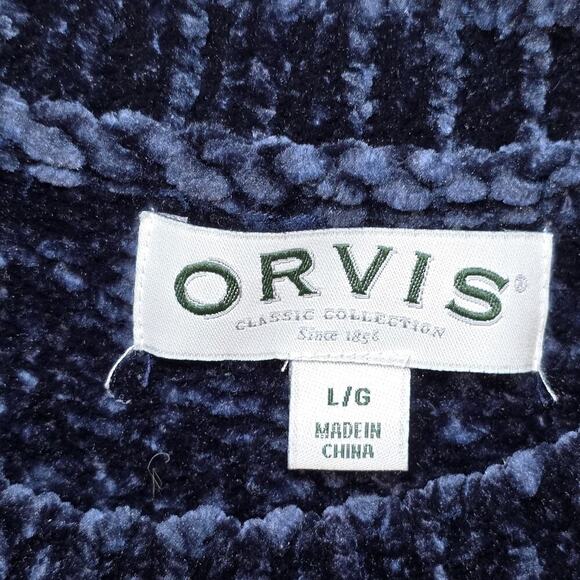 Orvis Women’s Large Navy Blue Chenille Pullover Sweater Long Sleeve Soft Knit L - Picture 4 of 10